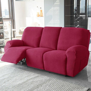 Recliner Sofa Slipcovers | 1, 2, 3, 4 Seater | Wine Red | Jacquard Solid Coloured Universal Recliner Sofa cover