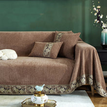 Load image into Gallery viewer, Sofa Throw | Flower print Lace| Solid coloured Chenille Fabric Sofa Cover