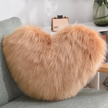 Load image into Gallery viewer, Throw Pillow Cover | Single Colour Fluffy Heart Shaped Plush Pillowcase