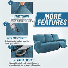 Load image into Gallery viewer, Recliner Sofa Slipcovers | 2 &amp; 3 Seater | Peacock Blue | Stretch Velvet Solid Coloured Recliner Sofa Cover