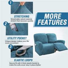 Load image into Gallery viewer, Recliner Sofa Slipcovers | 2 &amp; 3 Seater | Peacock Blue | Stretch Velvet Solid Coloured Recliner Sofa Cover