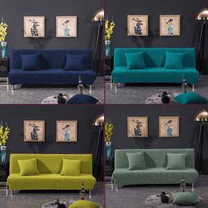 Sofa Bed Slipcovers | Stylish Plain Coloured | Deep Blue, Blue, Autumn Yellow, Green | Fabric Sofa Bed Cover