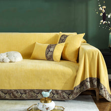 Load image into Gallery viewer, Sofa Throw | Flower print Lace| Solid coloured Chenille Fabric Sofa Cover