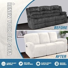 Load image into Gallery viewer, Recliner Sofa Slipcovers | 2 &amp; 3 Seater | White | Stretch Velvet Solid Coloured Recliner Sofa Cover