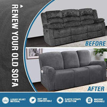 Load image into Gallery viewer, Recliner Sofa Slipcovers | 2 &amp; 3 Seater | Grey | Stretch Velvet Solid Coloured Recliner Sofa Cover