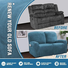 Load image into Gallery viewer, Recliner Sofa Slipcovers | 2 &amp; 3 Seater | Peacock Blue | Stretch Velvet Solid Coloured Recliner Sofa Cover