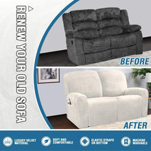 Load image into Gallery viewer, Recliner Sofa Slipcovers | 2 &amp; 3 Seater | White | Stretch Velvet Solid Coloured Recliner Sofa Cover