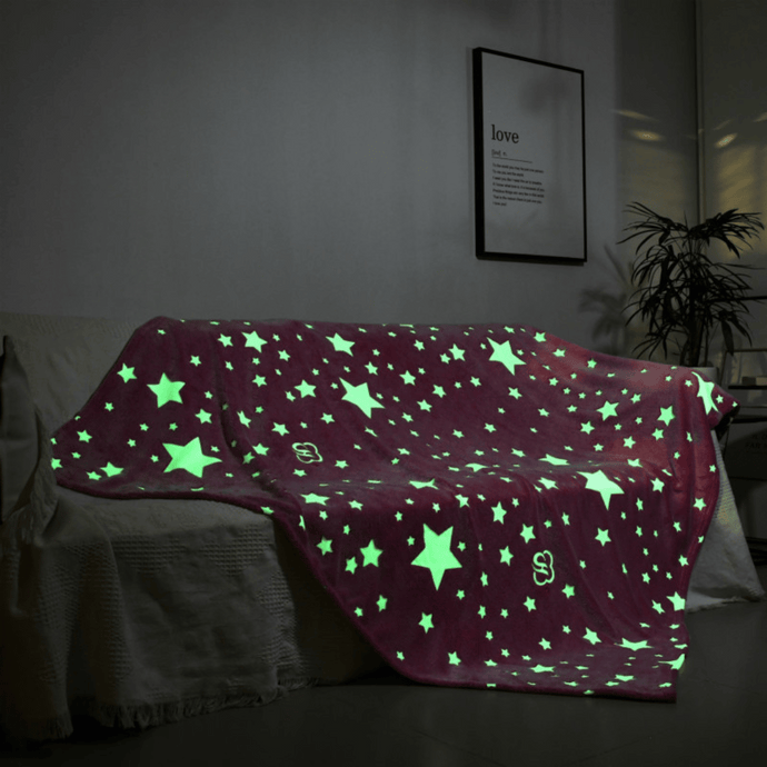 Throw Blanket | Luminous Pink, Coral Fleece Star Patterned, Sofa Throw Blanket cover
