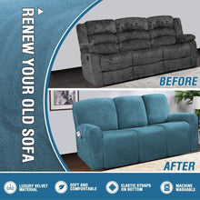 Load image into Gallery viewer, Recliner Sofa Slipcovers | 2 &amp; 3 Seater | Peacock Blue | Stretch Velvet Solid Coloured Recliner Sofa Cover