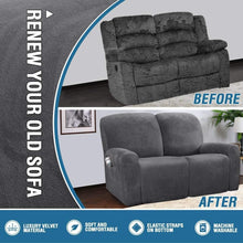 Load image into Gallery viewer, Recliner Sofa Slipcovers | 2 &amp; 3 Seater | Grey | Stretch Velvet Solid Coloured Recliner Sofa Cover