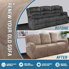 Load image into Gallery viewer, Recliner Sofa Slipcovers | 2 &amp; 3 Seater | Taupe| Stretch Velvet Solid Coloured Recliner Sofa Cover