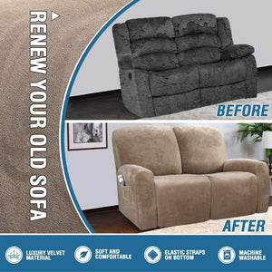 Recliner Sofa Slipcovers | 2 & 3 Seater | Taupe| Stretch Velvet Solid Coloured Recliner Sofa Cover