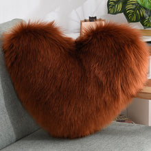 Load image into Gallery viewer, Throw Pillow Cover | Single Colour Fluffy Heart Shaped Plush Pillowcase