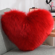 Load image into Gallery viewer, Throw Pillow Cover | Single Colour Fluffy Heart Shaped Plush Pillowcase