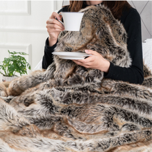 Load image into Gallery viewer, Throw Blanket | Brown Soft Faux Fur Patterned Thick Sofa Throw Blanket cover