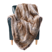 Load image into Gallery viewer, Throw Blanket | Brown Soft Faux Fur Patterned Thick Sofa Throw Blanket cover