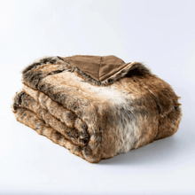 Load image into Gallery viewer, Throw Blanket | Brown Soft Faux Fur Patterned Thick Sofa Throw Blanket cover