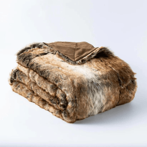 Throw Blanket | Brown Soft Faux Fur Patterned Thick Sofa Throw Blanket cover