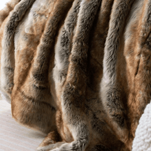 Load image into Gallery viewer, Throw Blanket | Brown Soft Faux Fur Patterned Thick Sofa Throw Blanket cover