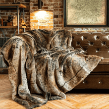 Load image into Gallery viewer, Throw Blanket | Brown Soft Faux Fur Patterned Thick Sofa Throw Blanket cover