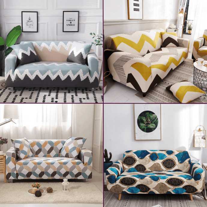 Standard Sofa Slipcovers | Stylish Multi-coloured  Waves Patterned Sofa Cover