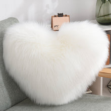 Load image into Gallery viewer, Throw Pillow Cover | Single Colour Fluffy Heart Shaped Plush Pillowcase