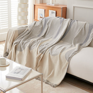 Sofa Throw Blanket | Green, Grey, Beige, Coffee | Nordic Tassel Cotton Jacquard Throw Blanket Cover