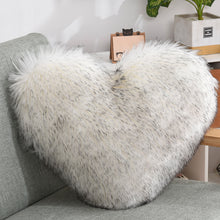 Load image into Gallery viewer, Throw Pillow Cover | Single Colour Fluffy Heart Shaped Plush Pillowcase