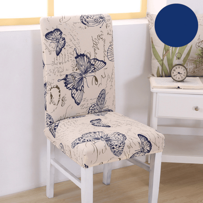 Dining Chair Slipcovers | Beige |  Butterfly Patterned Multi Coloured Chair Cover
