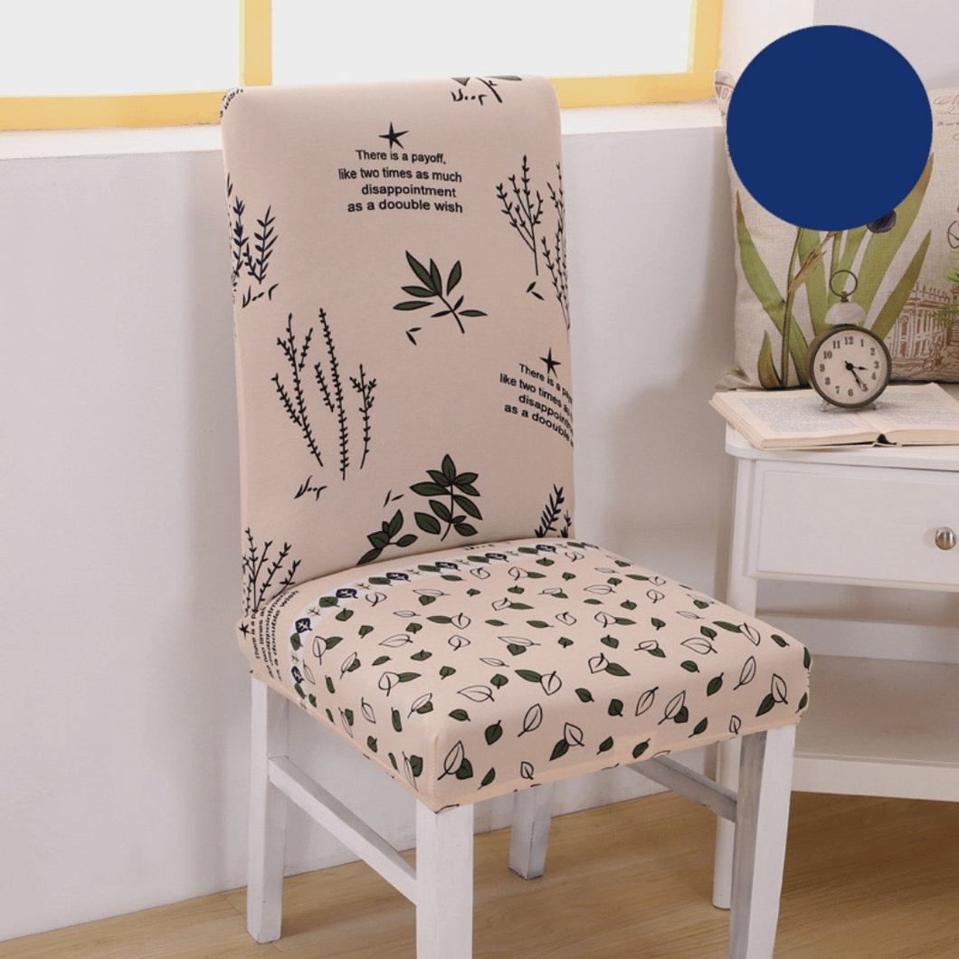 Dining Chair Slipcovers | Beige | Green Leaves Patterned Multi Coloured Chair Cover