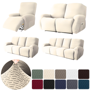 Recliner Sofa Slipcovers | 1, 2, 3, 4 Seater | Beige | Jacquard Solid Coloured Universal Recliner Sofa cover