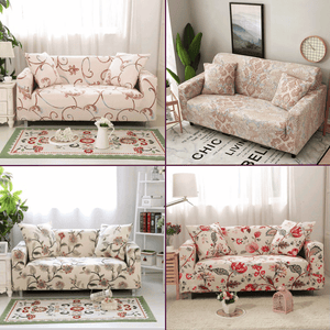 Standard Sofa Slipcovers | Universal Beige Flower & Sketch Patterned Sofa Cover