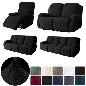 Recliner Sofa Slipcovers | 1, 2, 3, 4 Seater | Black | Jacquard Solid Coloured Universal Recliner Sofa cover