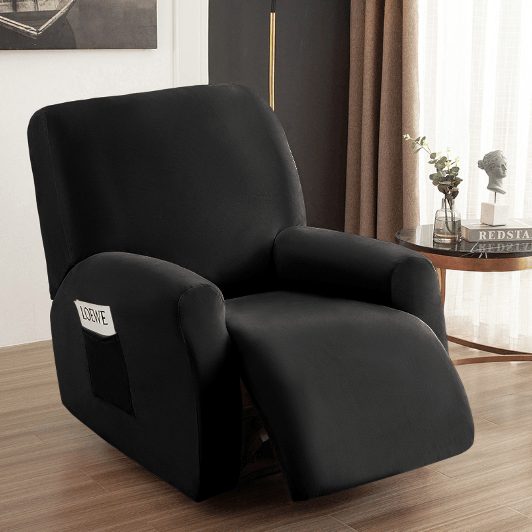 Arm Chair Slipcovers | Recliner | Black & Grey | Plain Velvet Solid Coloured Armchair Covers