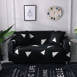 Standard Sofa Slipcovers | Grey, Black, White | Stylish Multi coloured Patterned Shapes Sofa Cover