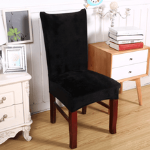 Load image into Gallery viewer, Dining Chair Slipcovers | Black, Dark Grey, Grey, Turquoise | Thick Plush Solid Coloured Chair Cover