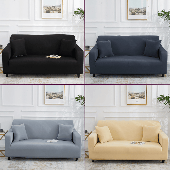 Standard Sofa Slipcovers | Black, Dark & Light Grey, Beige | Plain Solid Coloured Sofa Cover