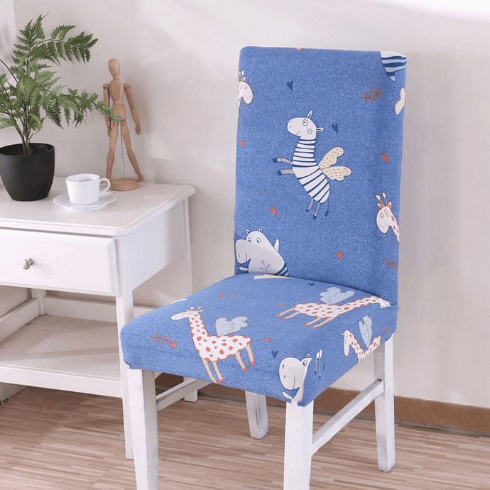 Dining Chair Slipcovers | Blue | Animal Patterned Multi Coloured Chair Cover