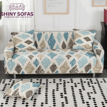 Load image into Gallery viewer, Standard Sofa Slipcovers | Grey, Black, White | Stylish Multi coloured Patterned Shapes Sofa Cover