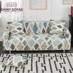 Standard Sofa Slipcovers | Grey, Black, White | Stylish Multi coloured Patterned Shapes Sofa Cover