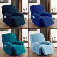 Load image into Gallery viewer, Arm Chair Slipcovers | Recliner | Dark &amp; Light Blue | Plain Velvet Solid Coloured Armchair Covers