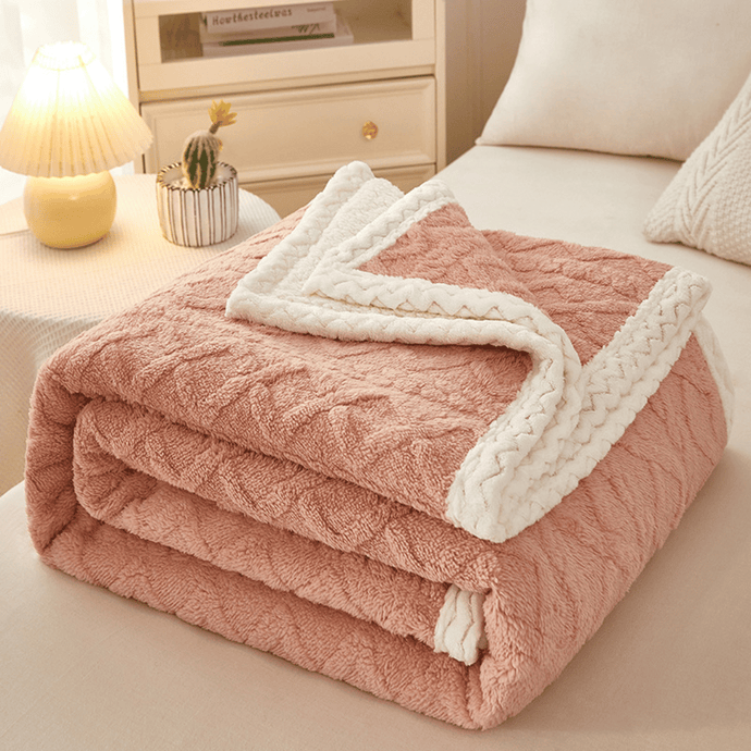 Throw Blanket | Brandy Rose | Solid Coloured Jacquard Thick Sofa Throw Blanket cover
