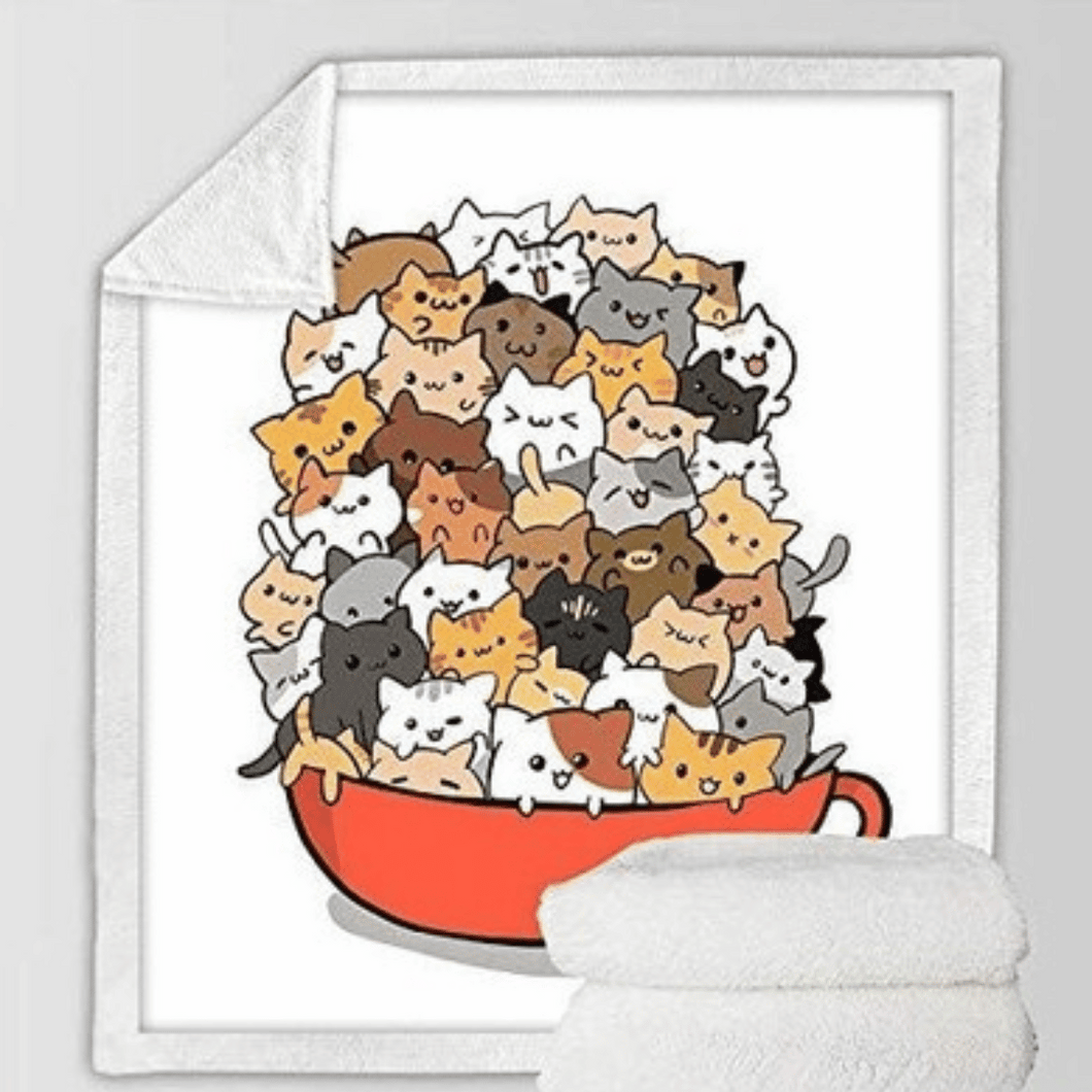 Throw Blanket | Cats In A Bowl  Patterned Thick Sofa Throw Blanket cover