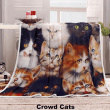 Load image into Gallery viewer, Sofa Throw Blanket | Cosy Soft Cat Patterned Flannel Multi Coloured Throws