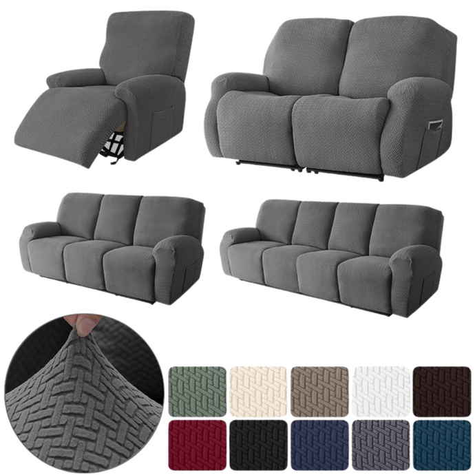 Recliner Sofa Slipcovers | 1, 2, 3, 4 Seater | Dark Grey | Jacquard Solid Coloured Universal Recliner Sofa cover