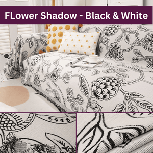 Throw Blanket | Black & White | Plants & Leaf Patterned Multi colour Sofa Cover