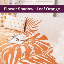 Load image into Gallery viewer, Throw Blanket | Orange &amp; White | Plants &amp; Leaf Patterned Multi colour Sofa Cover