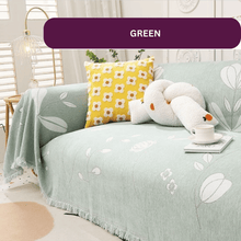 Load image into Gallery viewer, Sofa Throw | Plants &amp; Flower Patterned Multicoloured Chenille Fabric Sofa Cover