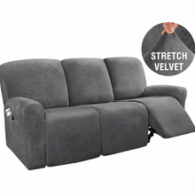 Load image into Gallery viewer, Recliner Sofa Slipcovers | 2 &amp; 3 Seater Stretch Velvet Solid Coloured Recliner Sofa Cover