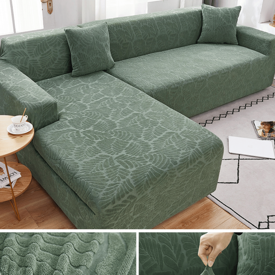 Patterned Sectional Sectional Sofa Slipcovers | Solid Coloured Floral patterned Jacquard C ...